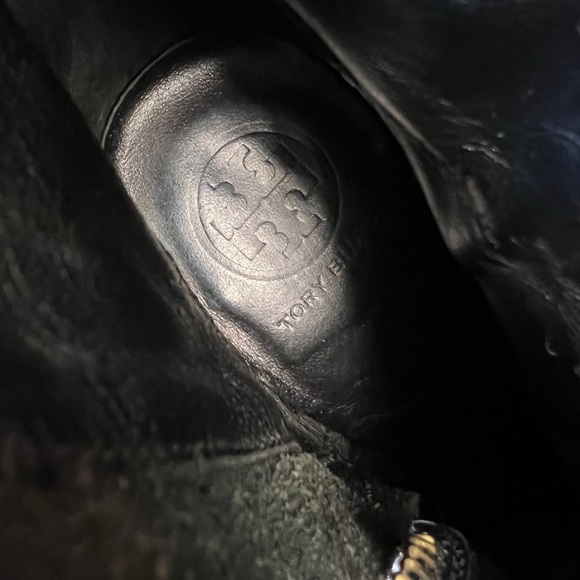 Tory Burch Genuine Leather Black High Heeled Boots‎ Zipper Strap 9 - Picture 10 of 13